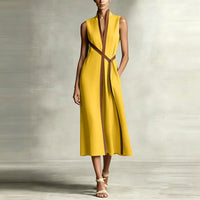 Robe midi en lin ceinturée