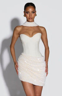 Short dress with beaded embellishments