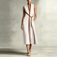 Robe midi en lin ceinturée