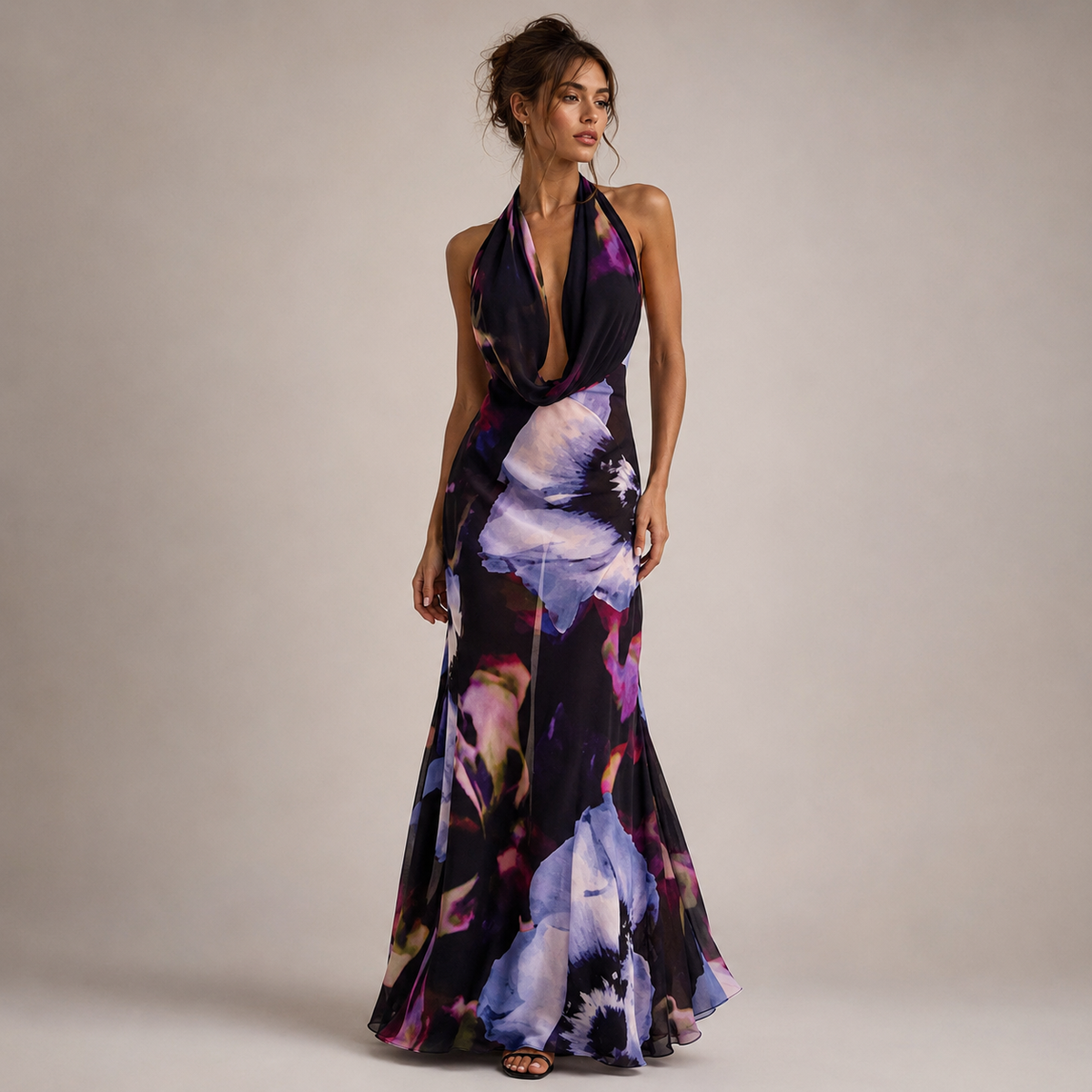 Semi-sheer floral maxi dress