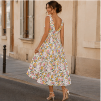 Robe midi en tissu tissé Celestia à col en V