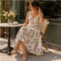 Robe midi en tissu tissé Celestia à col en V