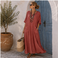 Robe longue Seraphine avec finitions contrastées