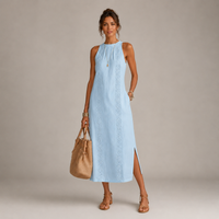Midi dress with lace inserts