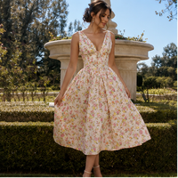 Robe midi en tissu tissé Celestia à col en V
