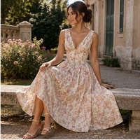 Robe midi en tissu tissé Celestia à col en V
