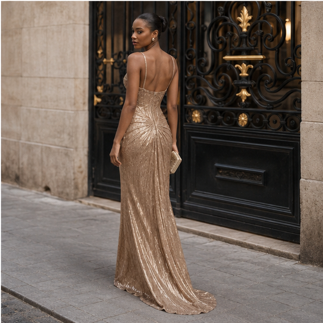 Genevieve Corset Pleated Maxi Dress