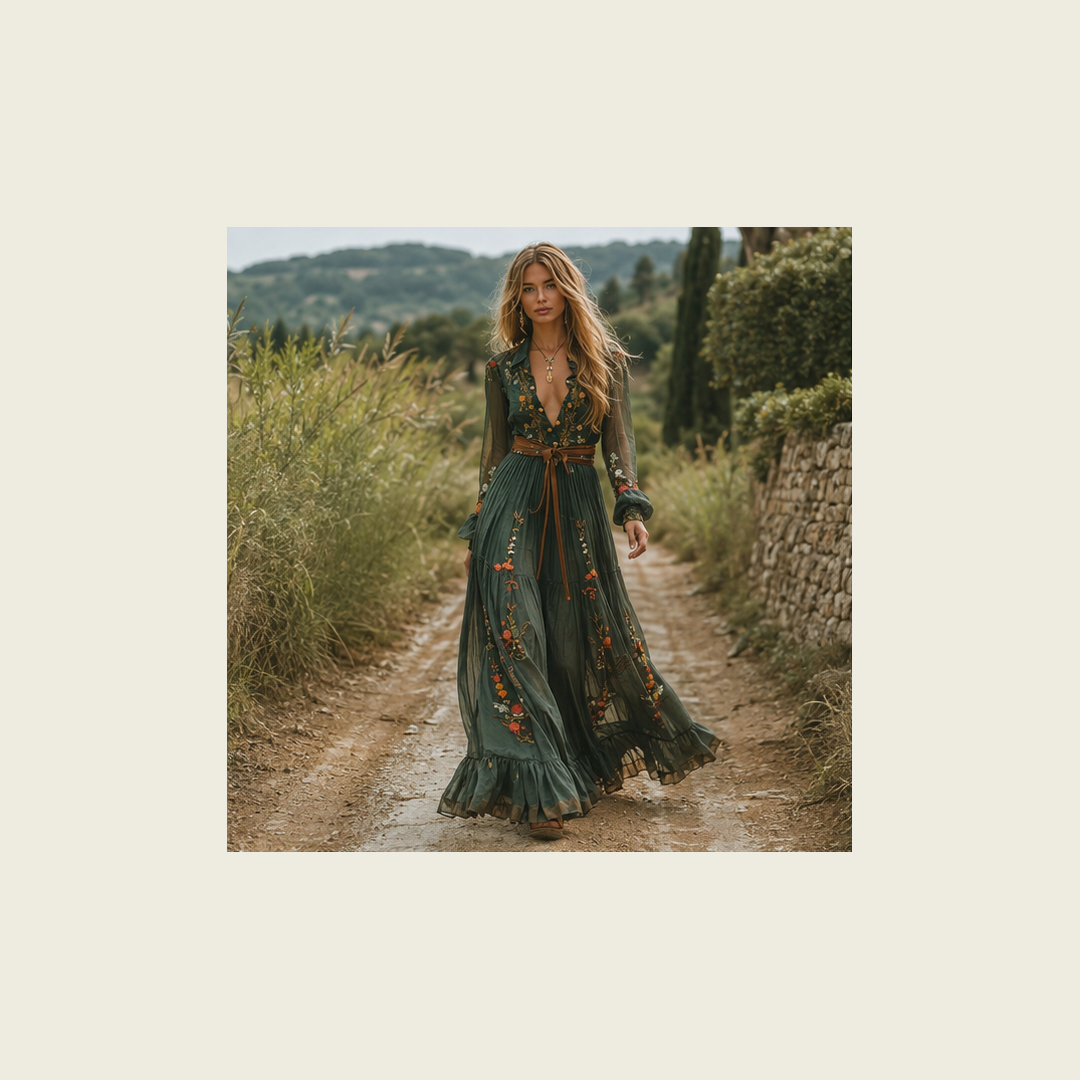 Asymmetrical floral maxi dress