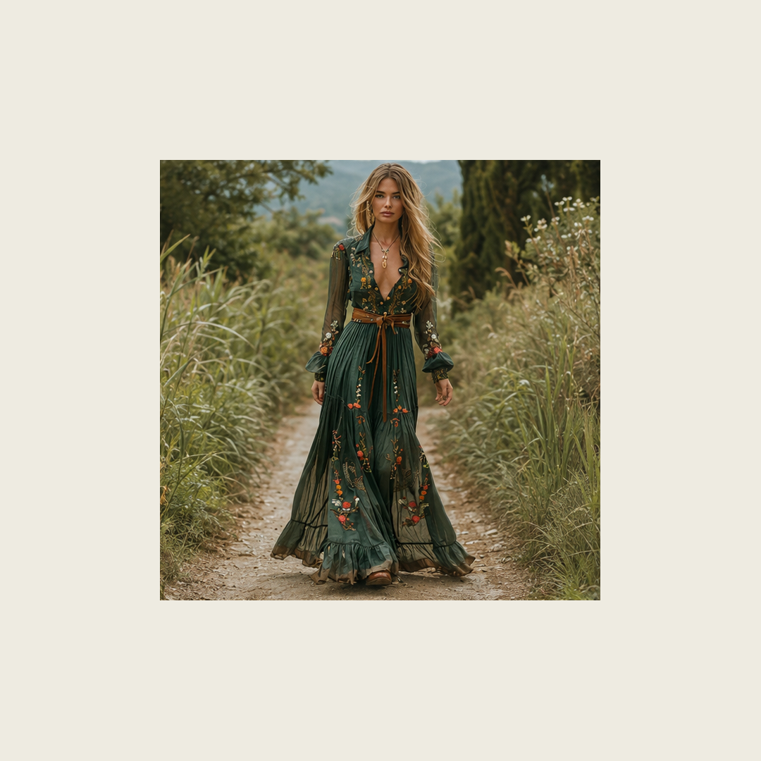 Asymmetrical floral maxi dress