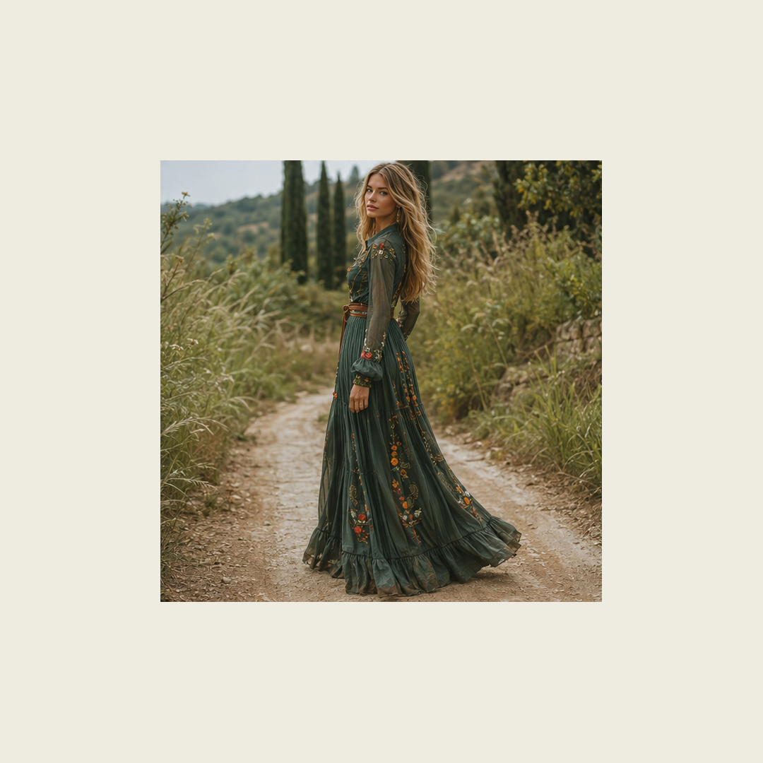 Asymmetrical floral maxi dress