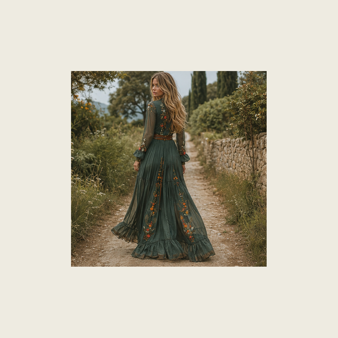 Asymmetrical floral maxi dress