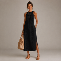 Midi dress with lace inserts