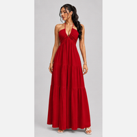 Robe longue dos nu à volants