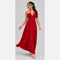 Robe longue dos nu à volants