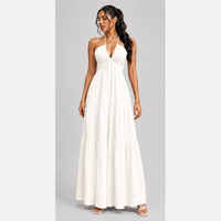 Robe longue dos nu à volants