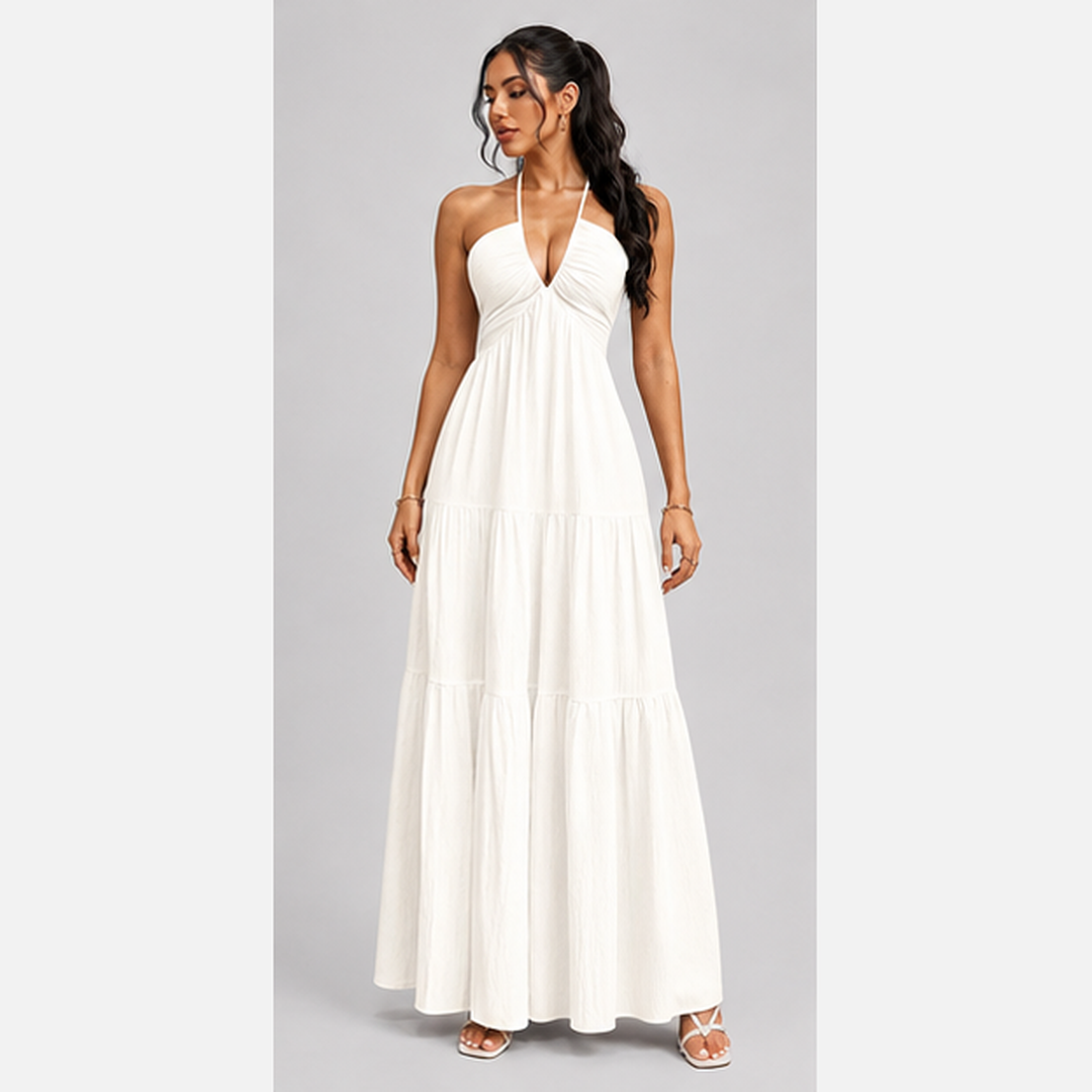 Backless ruffled maxi dress