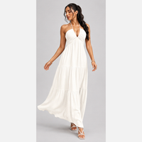 Robe longue dos nu à volants