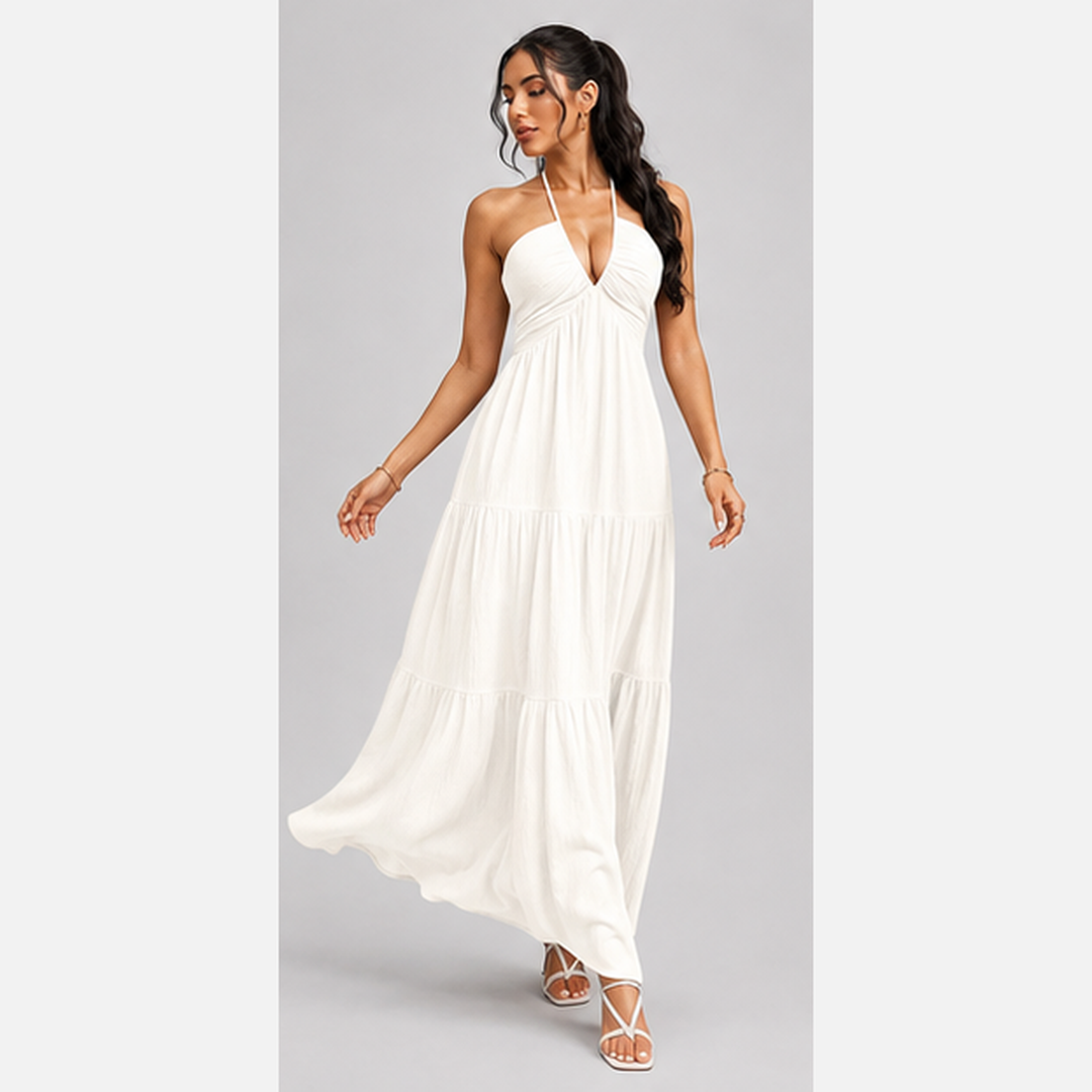 Backless ruffled maxi dress