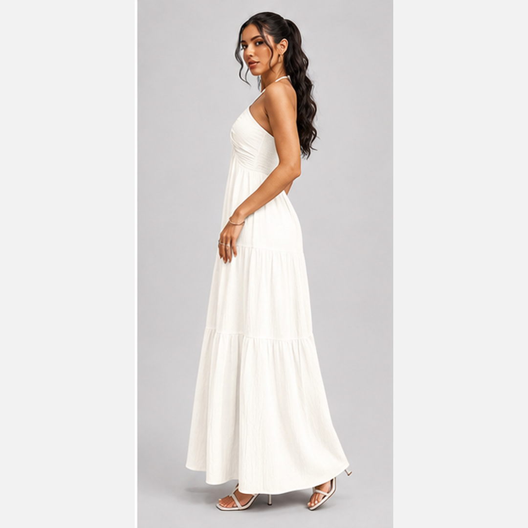 Backless ruffled maxi dress