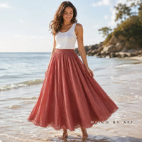 Jupe longue fluide à taille élastique