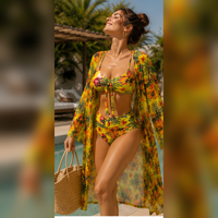 Ensemble bikini tropical taille haute