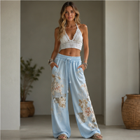 Pantalon palazzo brodé