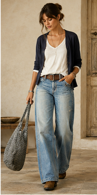 High-waisted wide-leg jeans