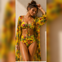 Ensemble bikini tropical taille haute