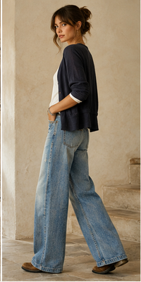 High-waisted wide-leg jeans