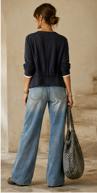 High-waisted wide-leg jeans