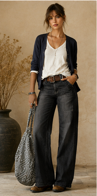 High-waisted wide-leg jeans