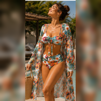 Ensemble bikini tropical taille haute