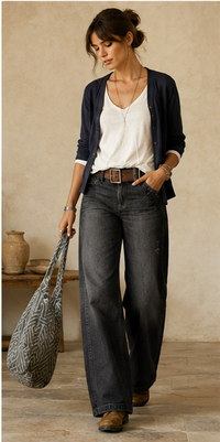 High-waisted wide-leg jeans
