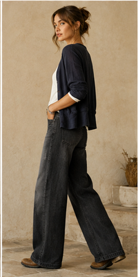 High-waisted wide-leg jeans