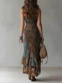 Robe maxi ethnique asymétrique