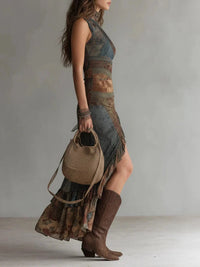 Robe maxi ethnique asymétrique