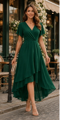 Robe midi asymétrique Serelle Vintage en mousseline