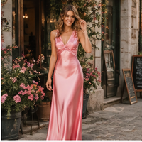 Backless satin maxi dress
