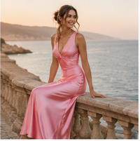 Backless satin maxi dress