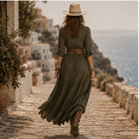 Robe chemise maxi ceinturée