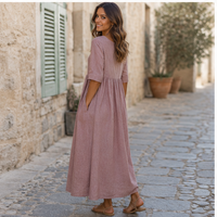 Robe midi en lin à taille empire