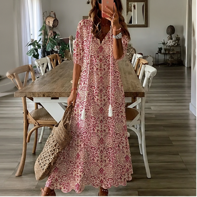 Aveline Bohemian V-Neck Maxi Dress