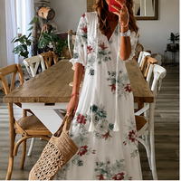 Robe longue bohème Aveline à col V