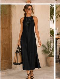 Midi dress with lace inserts