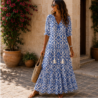 Robe longue bohème Aveline à col V