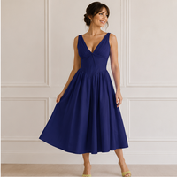 Robe midi en tissu tissé Celestia à col en V