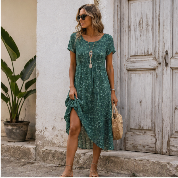 Eloria flowing summer midi dress