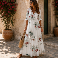 Robe longue bohème Aveline à col V
