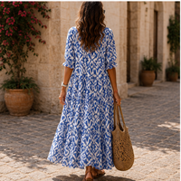 Robe longue bohème Aveline à col V