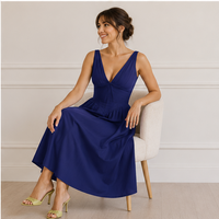 Robe midi en tissu tissé Celestia à col en V